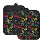 Colorful Dinosaur Fossil Pattern Print Pot Holders With Pocket