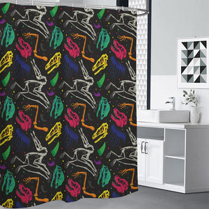 Colorful Dinosaur Fossil Pattern Print Premium Shower Curtain