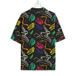 Colorful Dinosaur Fossil Pattern Print Rayon Hawaiian Shirt