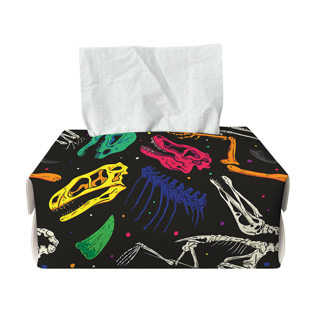 Colorful Dinosaur Fossil Pattern Print Rectangle Tissue Box Cover