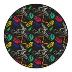 Colorful Dinosaur Fossil Pattern Print Round Floor Mat