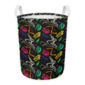 Colorful Dinosaur Fossil Pattern Print Round Laundry Basket