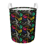 Colorful Dinosaur Fossil Pattern Print Round Laundry Basket