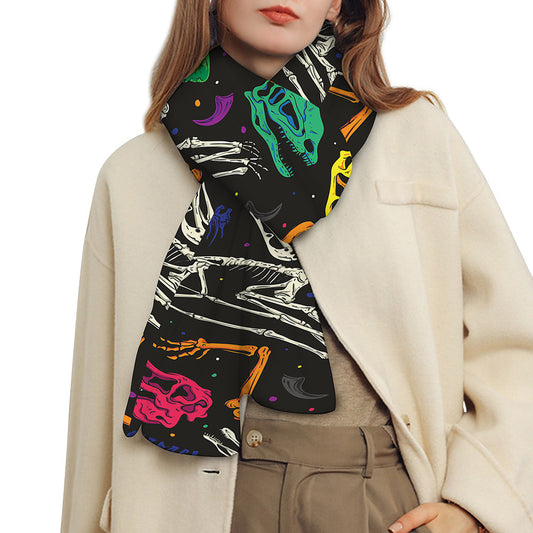 Colorful Dinosaur Fossil Pattern Print Scarf