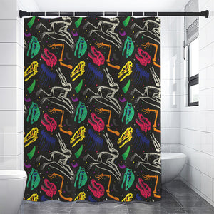 Colorful Dinosaur Fossil Pattern Print Shower Curtain