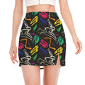 Colorful Dinosaur Fossil Pattern Print Side Slit Mini Skirt