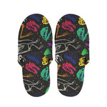 Colorful Dinosaur Fossil Pattern Print Slippers