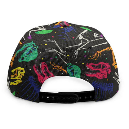 Colorful Dinosaur Fossil Pattern Print Snapback Cap