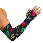 Colorful Dinosaur Fossil Pattern Print Sun Protection Arm Sleeves