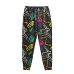 Colorful Dinosaur Fossil Pattern Print Sweatpants