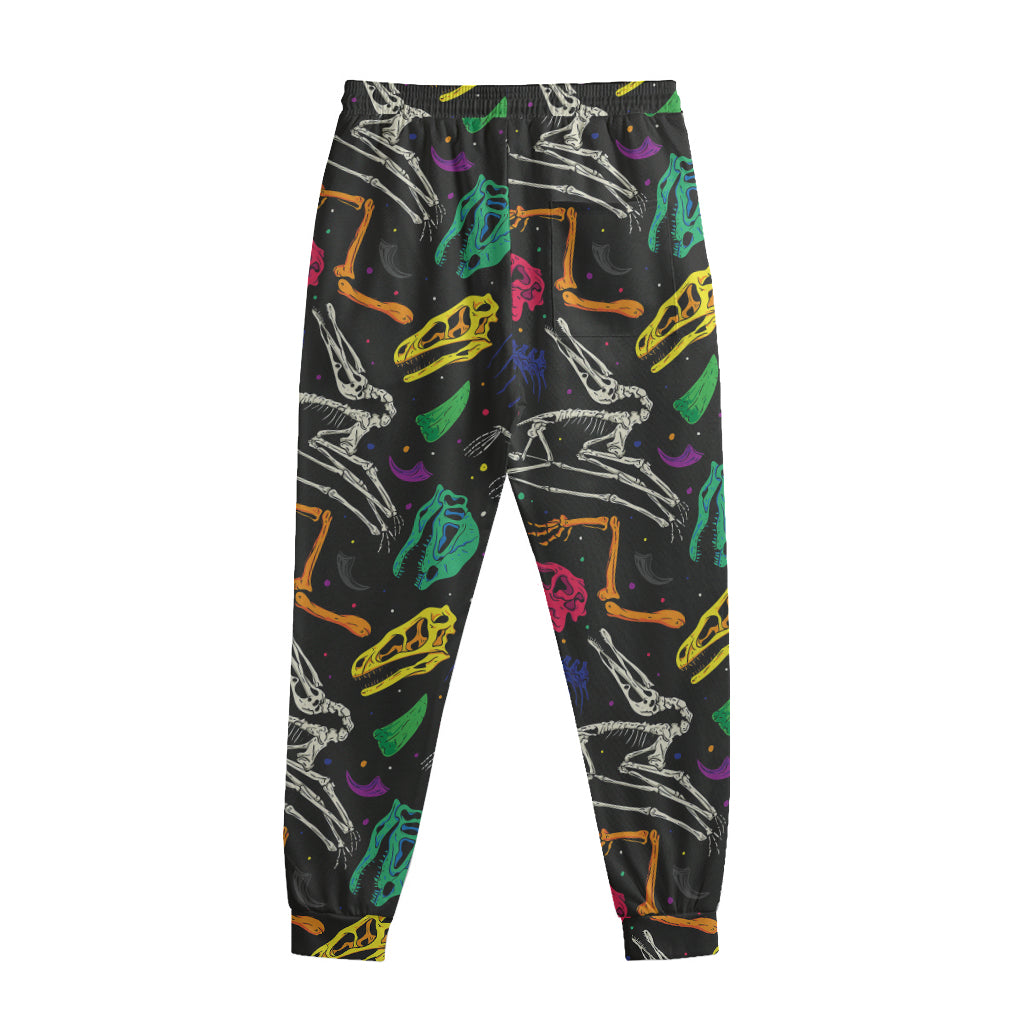 Colorful Dinosaur Fossil Pattern Print Sweatpants