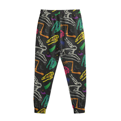 Colorful Dinosaur Fossil Pattern Print Sweatpants