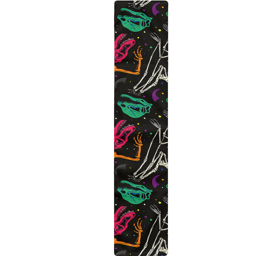 Colorful Dinosaur Fossil Pattern Print Table Runner