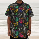 Colorful Dinosaur Fossil Pattern Print Textured Short Sleeve Shirt