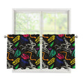 Colorful Dinosaur Fossil Pattern Print Tier Curtains