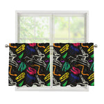 Colorful Dinosaur Fossil Pattern Print Tier Curtains