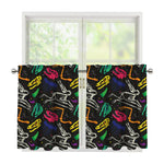 Colorful Dinosaur Fossil Pattern Print Tier Curtains