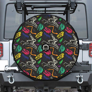 Colorful Dinosaur Fossil Pattern Print Tire Cover With Camera Hole