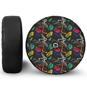 Colorful Dinosaur Fossil Pattern Print Tire Cover With Camera Hole