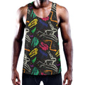 Colorful Dinosaur Fossil Pattern Print Men's Workout Tank Top