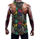 Colorful Dinosaur Fossil Pattern Print Training Tank Top