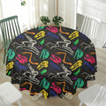 Colorful Dinosaur Fossil Pattern Print Waterproof Round Tablecloth