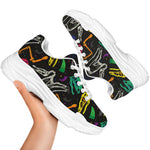 Colorful Dinosaur Fossil Pattern Print White Chunky Shoes