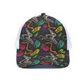Colorful Dinosaur Fossil Pattern Print White Mesh Trucker Hat
