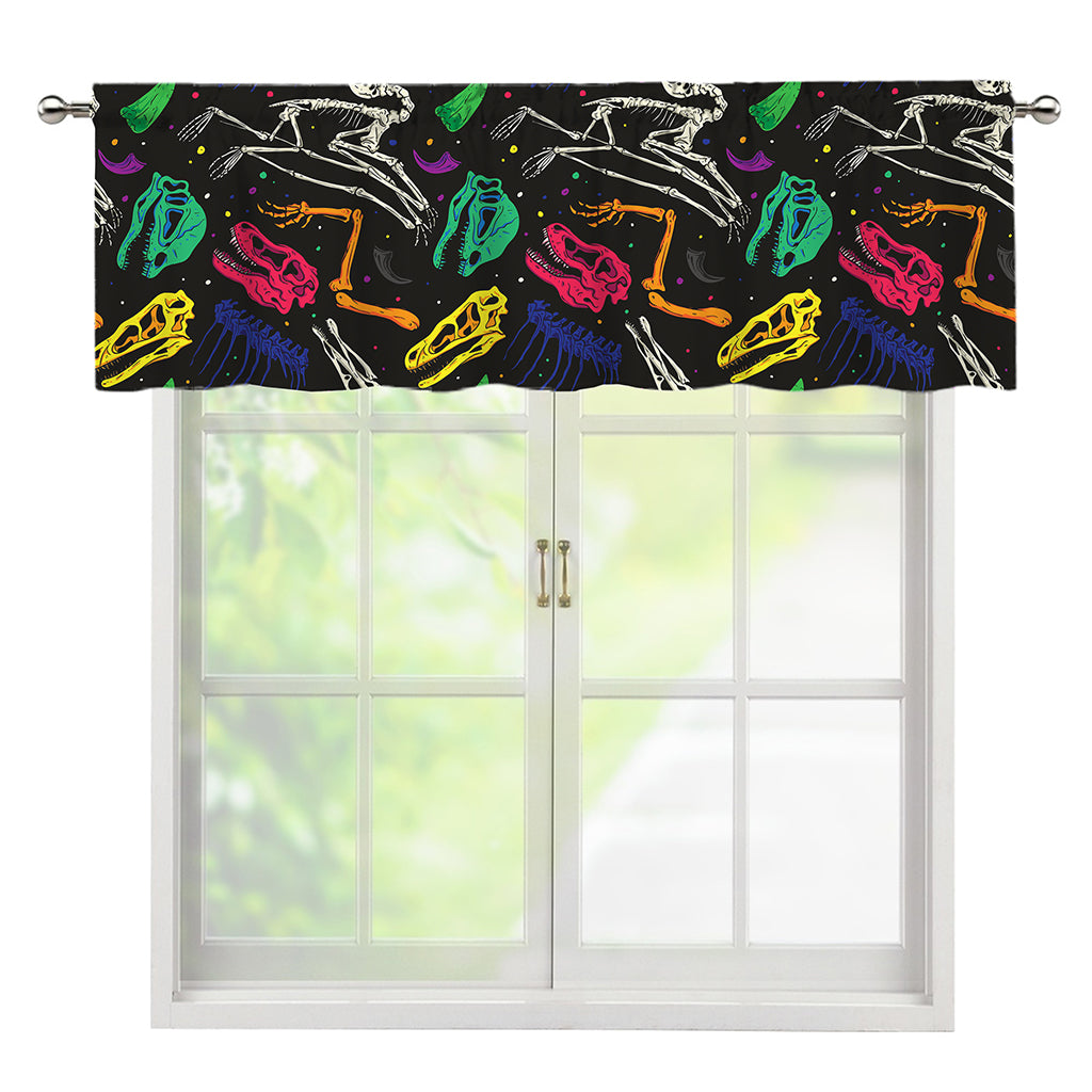 Colorful Dinosaur Fossil Pattern Print Window Valance