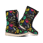 Colorful Dinosaur Fossil Pattern Print Winter Boots