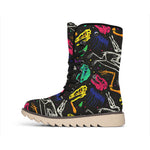 Colorful Dinosaur Fossil Pattern Print Winter Boots
