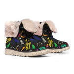 Colorful Dinosaur Fossil Pattern Print Winter Boots