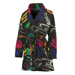 Colorful Dinosaur Fossil Pattern Print Women's Bathrobe