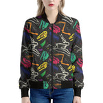 Colorful Dinosaur Fossil Pattern Print Women's Bomber Jacket