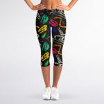 Colorful Dinosaur Fossil Pattern Print Women's Capri Leggings
