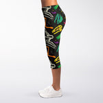 Colorful Dinosaur Fossil Pattern Print Women's Capri Leggings