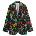 Colorful Dinosaur Fossil Pattern Print Women's Cotton Blazer