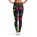 Colorful Dinosaur Fossil Pattern Print Women's Leggings