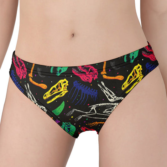 Colorful Dinosaur Fossil Pattern Print Women's Panties