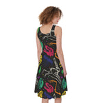Colorful Dinosaur Fossil Pattern Print Women's Sleeveless Dress