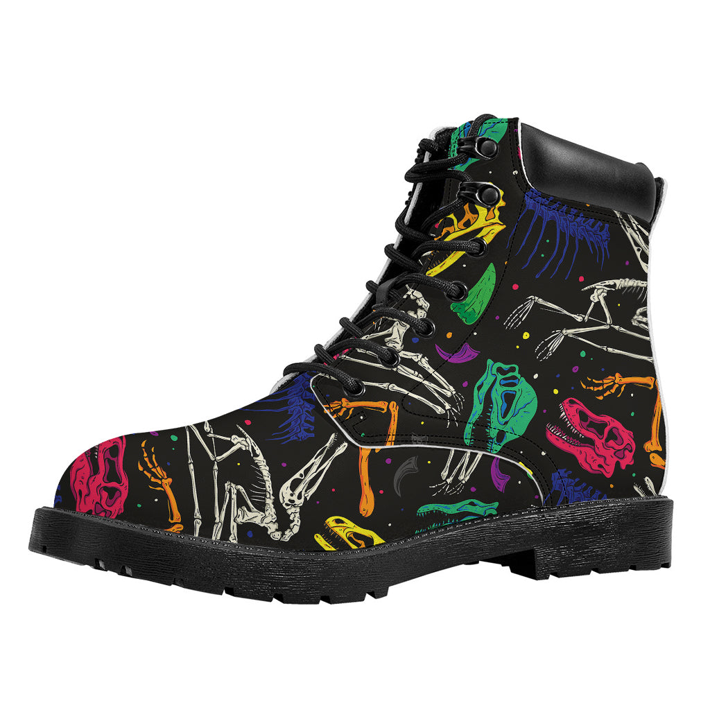 Colorful Dinosaur Fossil Pattern Print Work Boots