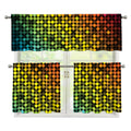 Colorful Disco Lights Pattern Print 3 Piece Kitchen Curtains