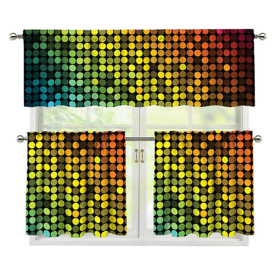 Colorful Disco Lights Pattern Print 3 Piece Kitchen Curtains