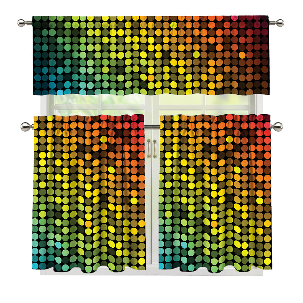 Colorful Disco Lights Pattern Print 3 Piece Kitchen Curtains