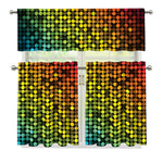 Colorful Disco Lights Pattern Print 3 Piece Kitchen Curtains