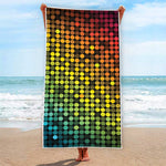 Colorful Disco Lights Pattern Print Beach Towel