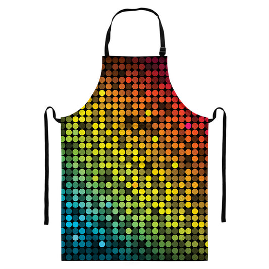 Colorful Disco Lights Pattern Print Bib Apron With Pocket