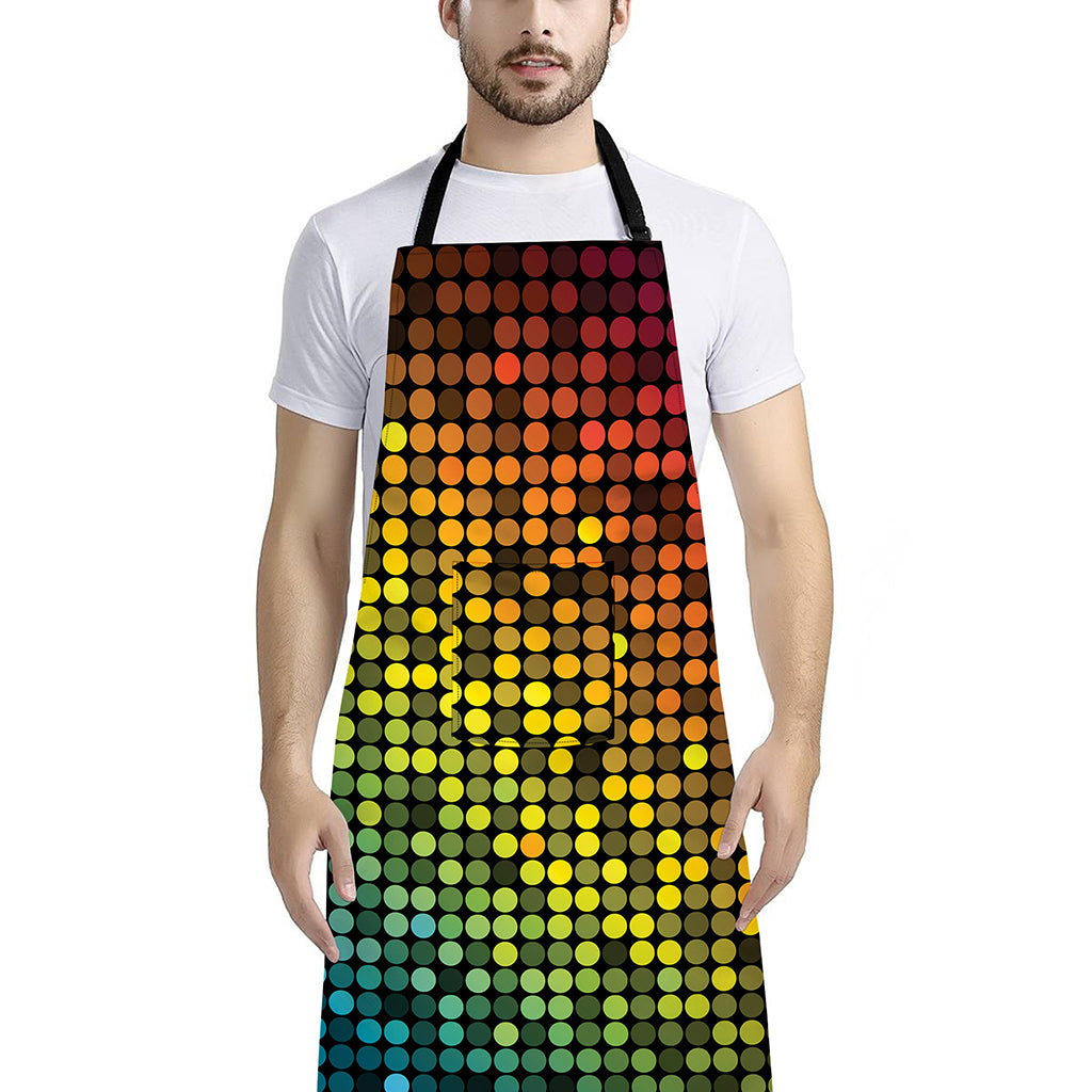 Colorful Disco Lights Pattern Print Bib Apron With Pocket