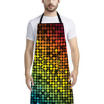 Colorful Disco Lights Pattern Print Bib Apron With Pocket