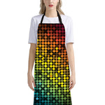 Colorful Disco Lights Pattern Print Bib Apron With Pocket